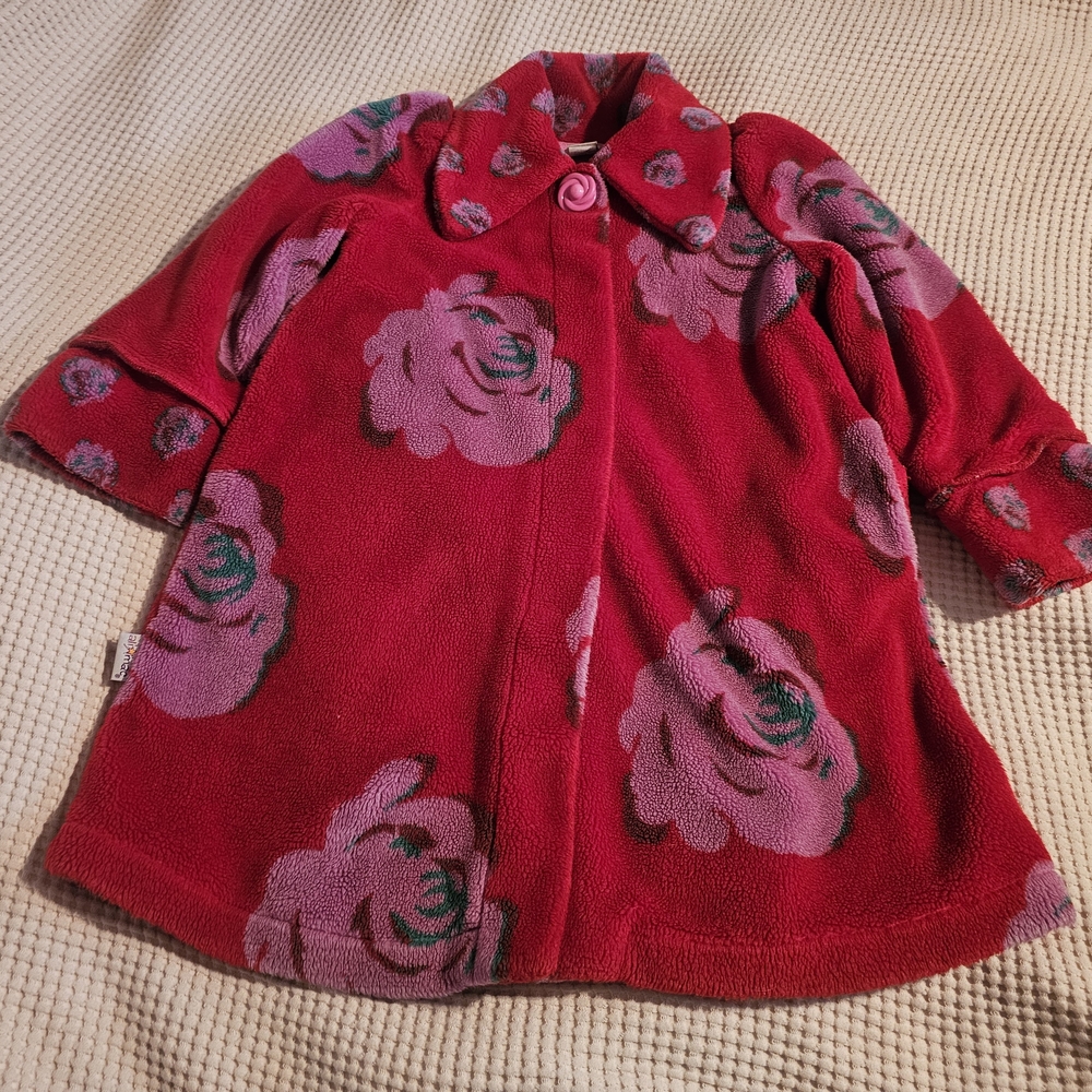Cozy Red Floral Kids Cape